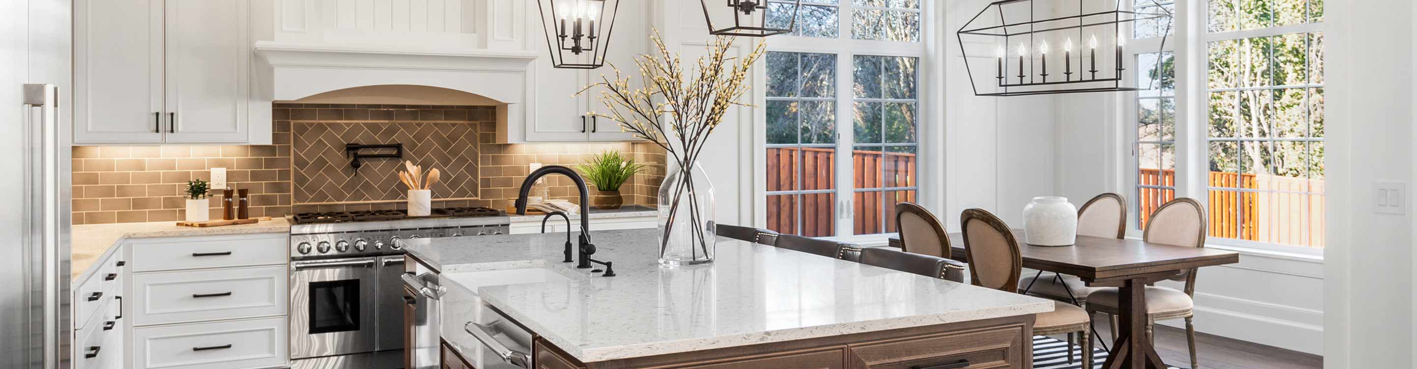 Modern Kitchen with custom backsplash 